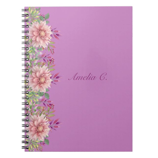 Carnet Jolie lavande et rose pastel Aquarelle Florale (Devant)