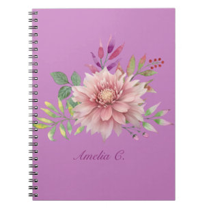 Carnet Jolie lavande et rose pastel Aquarelle Florale