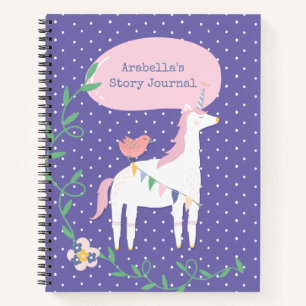 Carnet Jolie Purple Unicorn Girl's Write & Draw Story
