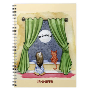 Carnet Jolie réveillon de Noël Enfant & Chat Kitty Aquare