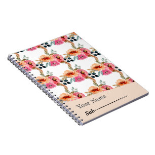 Carnet Jolie Rose Florale Rose Pâle Aquarelle Élégante