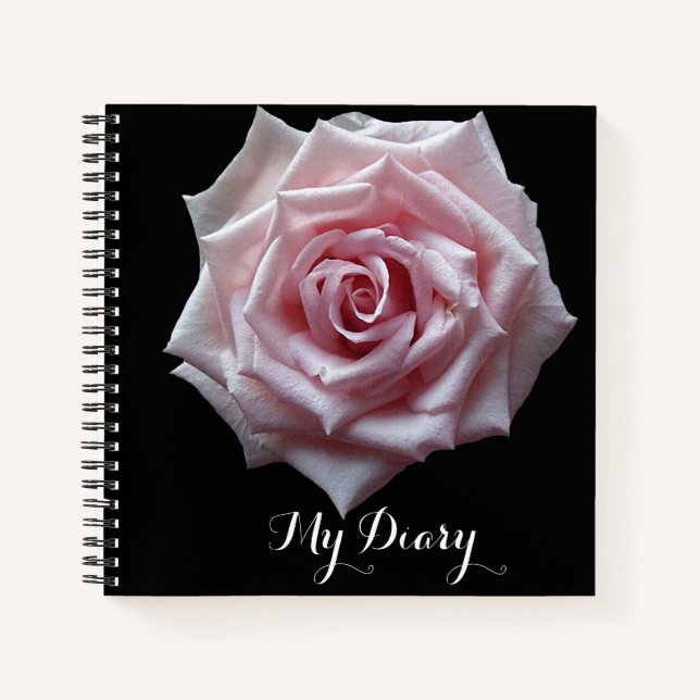 Carnet Jolie rose rose rose fleur noir boho tendance (Devant)