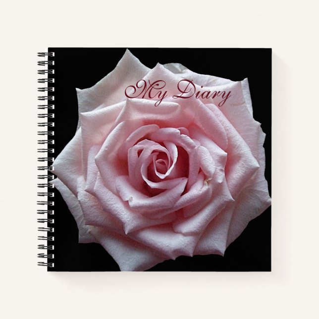 Carnet Jolie rose rose rose fleur noir boho tendance (Devant)