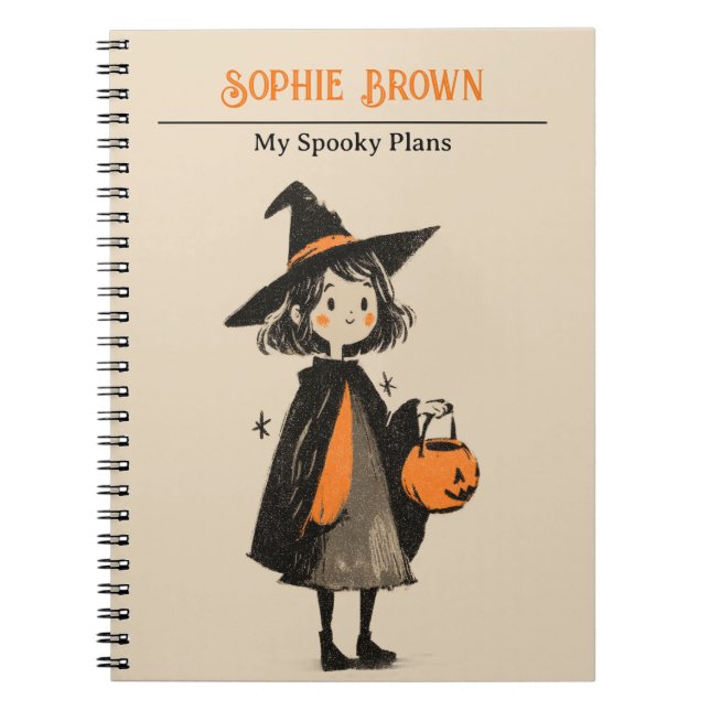 Carnet Jolie sorcière avec plans Éffrayants Rétro Hallowe (Devant)