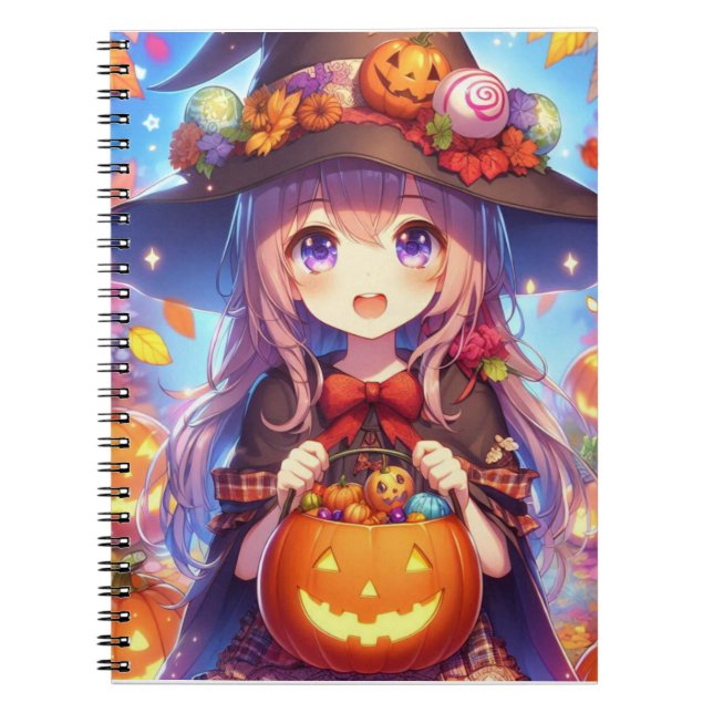 Carnet Jolie Sorcière d'Halloween Anime (Devant)