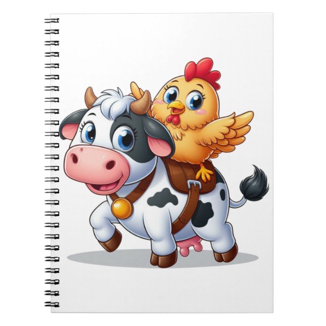 Carnet jolie vache/poule de dessin animé (Devant)