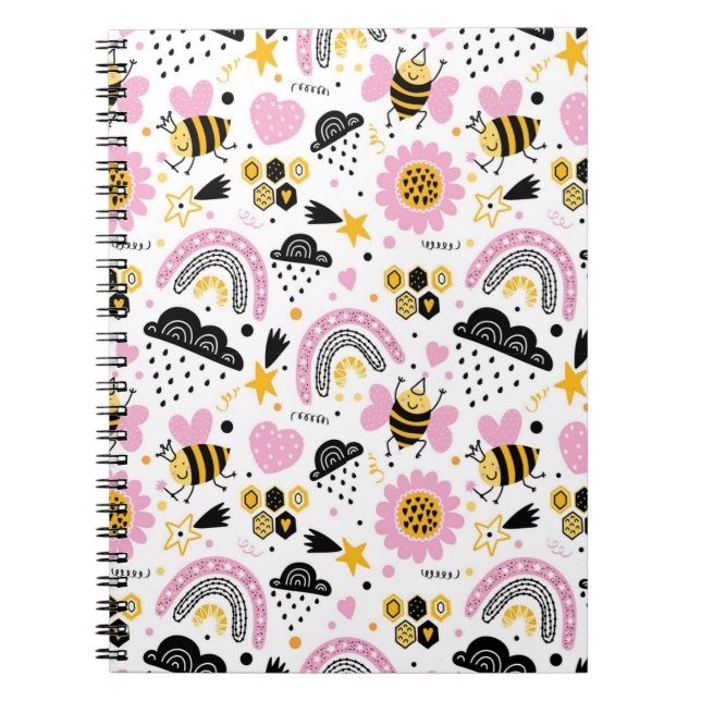 Carnet Jolies abeilles et arcs-en-ciel (Devant)