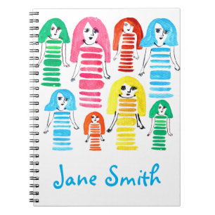 Carnet Jolies filles à l'aquarelle, art moderne funky