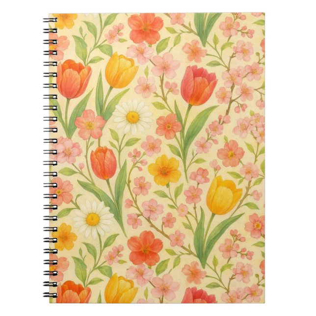 Carnet Jolies fleurs à motifs de Pâques/printemps (Devant)
