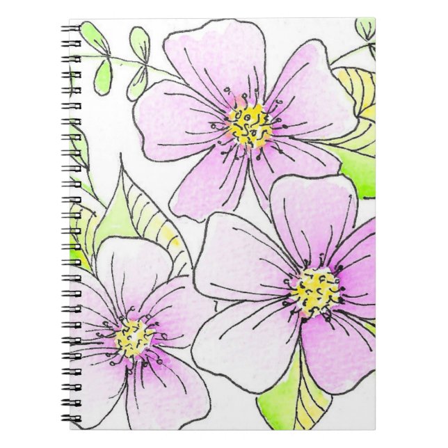 Carnet Jolies Fleurs Aquarelles Violettes (Devant)
