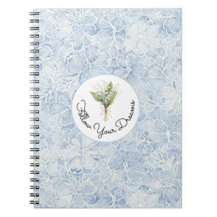 Carnet Jolies Fleurs Blanches Bleues Suivez Vos Rêves