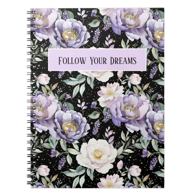Carnet Jolies Fleurs Blanches Violettes (Devant)