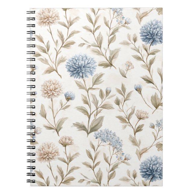 Carnet Jolies Fleurs Bleues Crème (Devant)