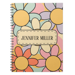 Carnet Jolies fleurs de marguerite de style rétro coloré