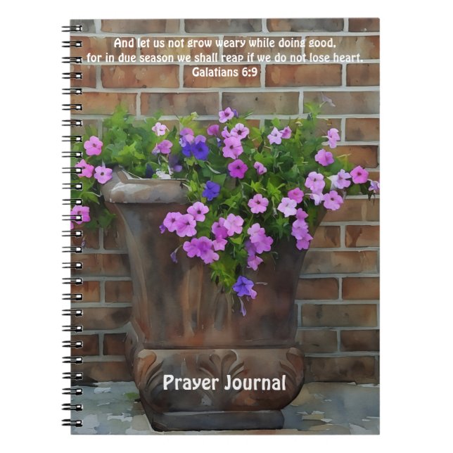 Carnet Jolies Fleurs Pink Purple Bible Verse Prière (Devant)
