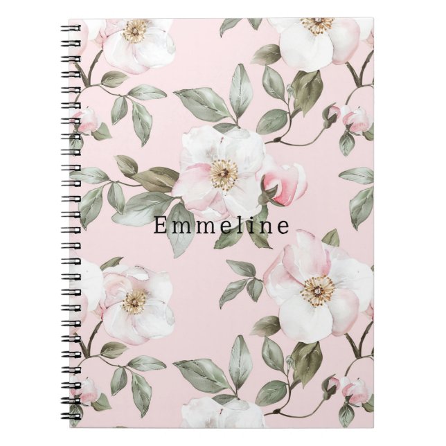 Carnet Jolies fleurs roses blanches   (Devant)