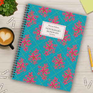 Carnet Jolies Fleurs Roses Bleues Vintage Collège Personn