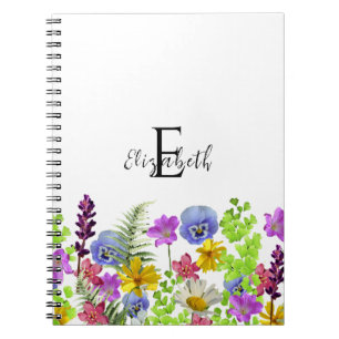 Carnet Jolies Fleurs Sauvages Nom Personnalisé et Monogra