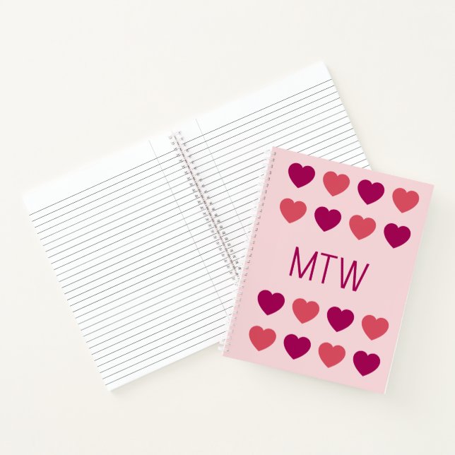 Carnet Jolies Initiales Monogramme Cœurs Roses (Intérieur)