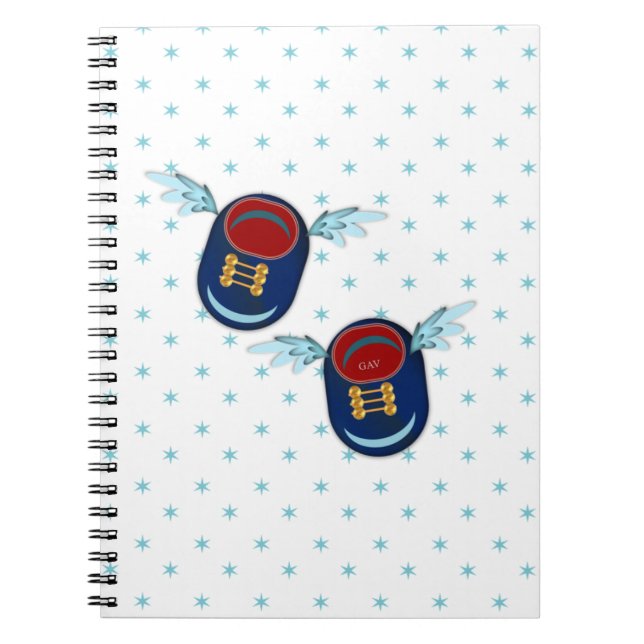 Carnet Jolies petites chaussures volantes ailées en bleu  (Devant)