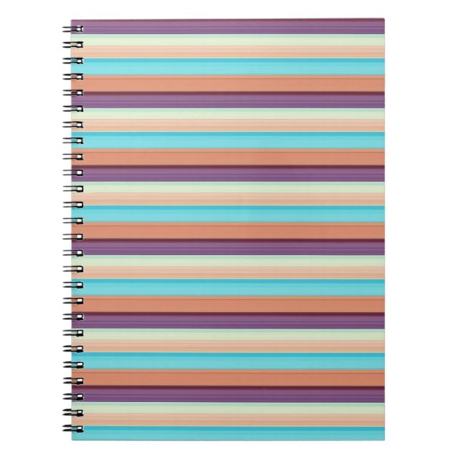 Carnet Jolies rayures bleues marron  (Devant)