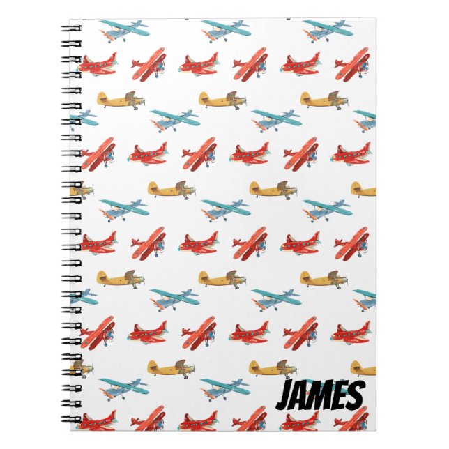 Carnet Jolis avions aquarelle volant dans le ciel (Devant)