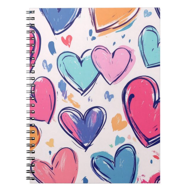 Carnet Jolis cœurs d'amour pastel pour la Saint-Valentin (Devant)