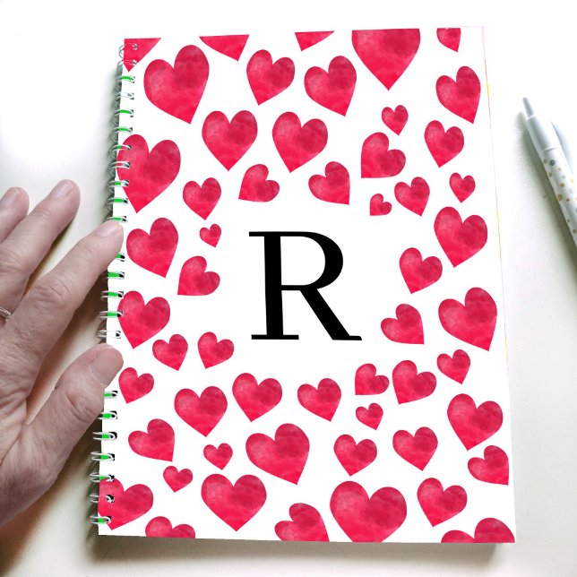 Carnet Jolis cœurs de la Saint-Valentin avec monogramme (Créateur téléchargé)