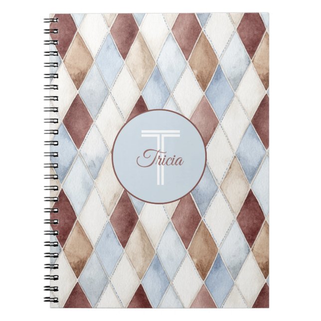 Carnet Jolis Diamants Bleus Crème Brun Tan   (Devant)
