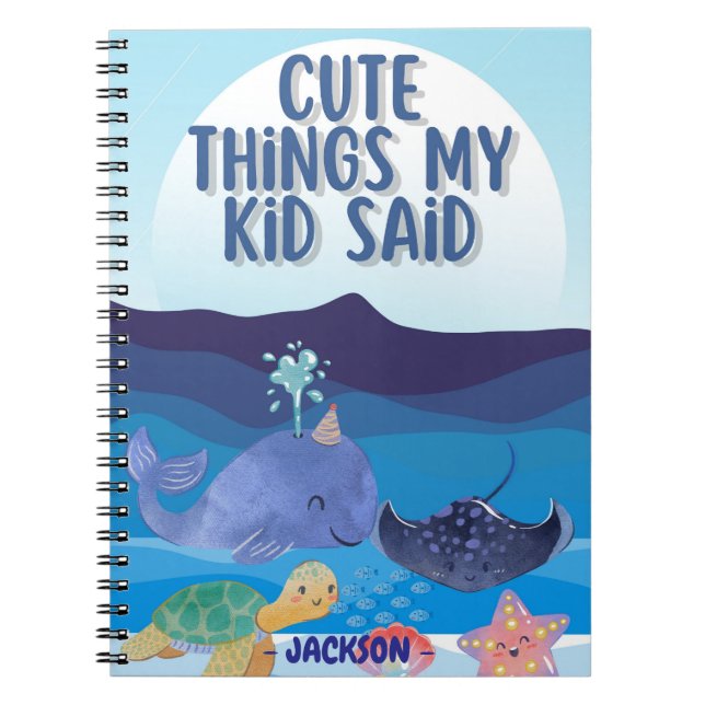 Carnet Jolis poissons bleus de mer Choses que mon enfant  (Devant)