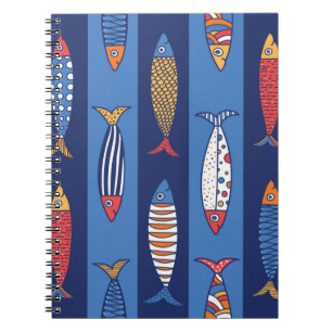 Carnet Jolis poissons. Fond pour enfants. Motif sans cout