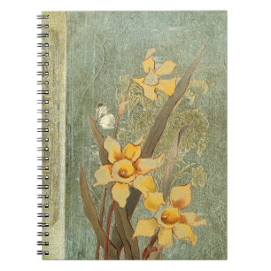 Carnet Jonquille Vintage Papillon Bleu Vert