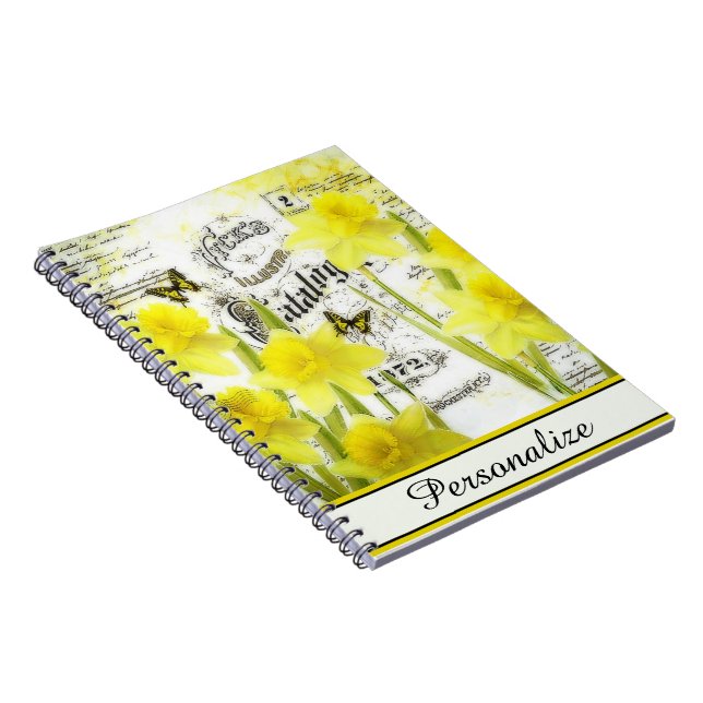 Carnet Jonquilles vintage personnalisées (Côté Droit)