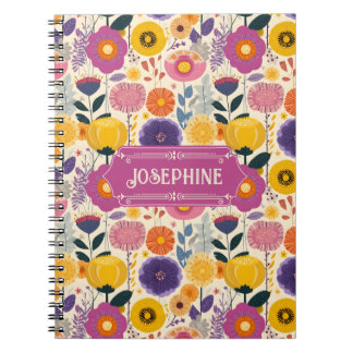 Carnet Joséphine coloré violet et jaune Floral moderne