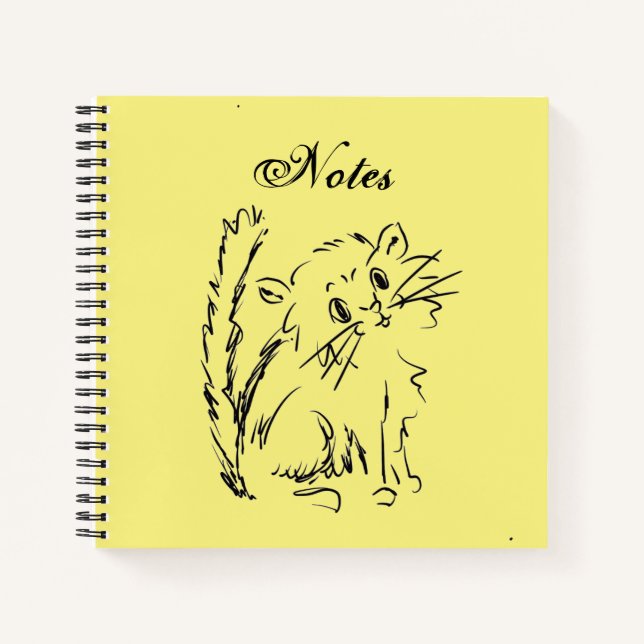Carnet Jote Kitty Cartoon Carré jaune clair spirale (Devant)