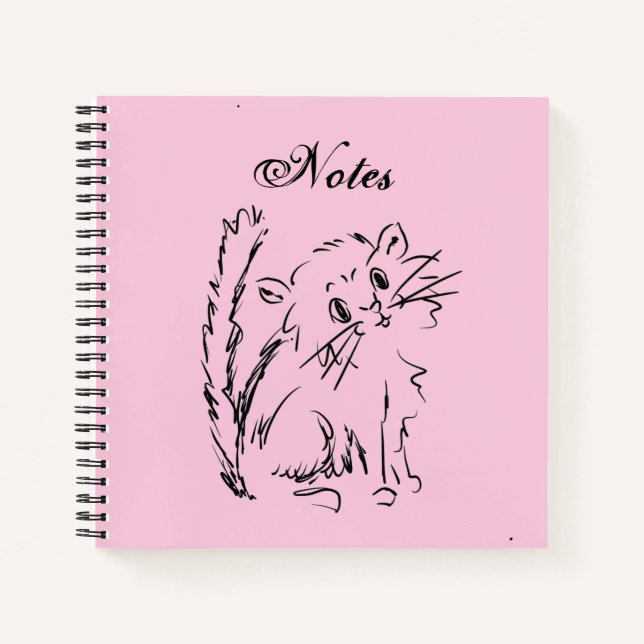 Carnet Jote Kitty Cartoon Carré rose spirale (Devant)