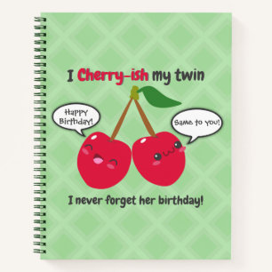 Carnet Jote Red Cherry Kawaii Twins Anniversaire