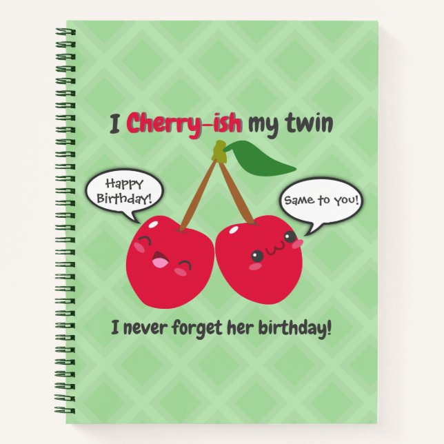 Carnet Jote Red Cherry Kawaii Twins Anniversaire (Devant)