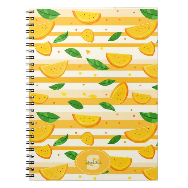Carnet Jouer Motif de tranche orange avec Feuilles verts (Devant)