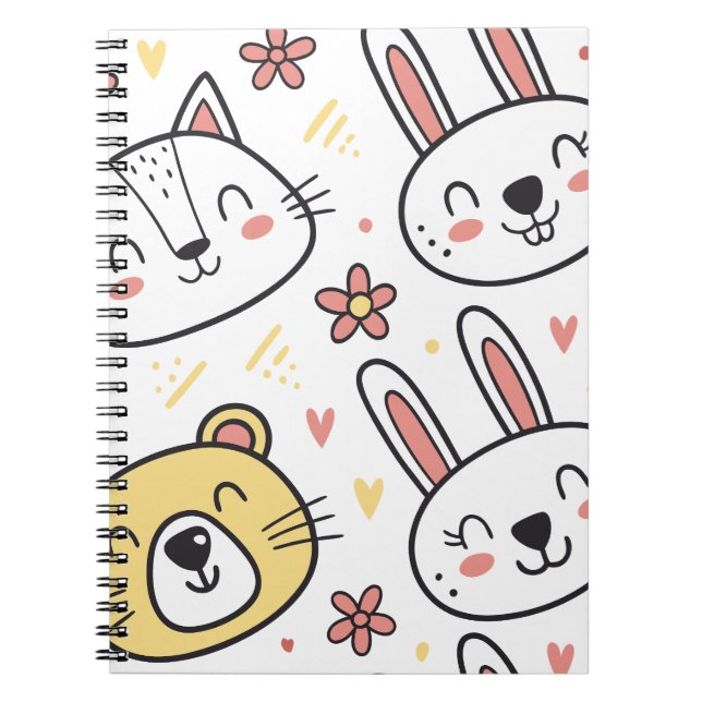 Carnet Jouer Motif sans couture avec de mignons animaux d (Devant)
