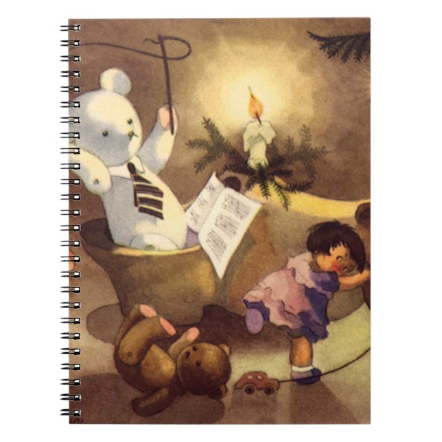 Carnet Jouets de Noël Vintage, Poupées dansantes, Nounour (Devant)