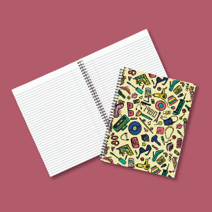 Carnet Joueur 1980s Doodle Art Motif