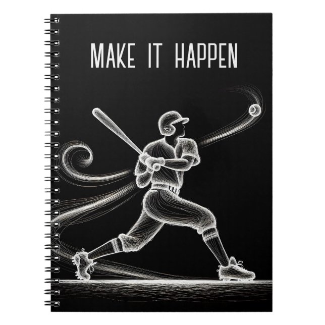 Carnet Joueur De Baseball Avec Citation (Devant)