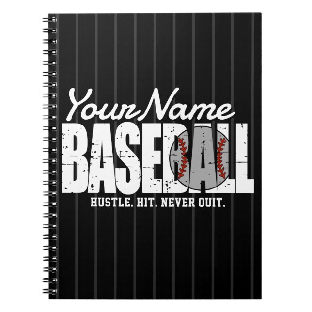 Carnet Joueur de baseball rétro ADD NOM Équipe rayée (Devant)