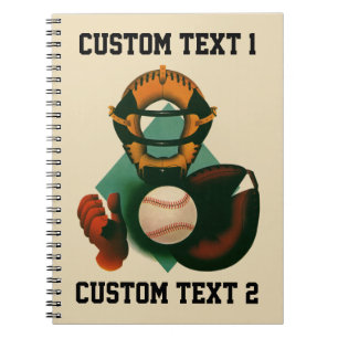 Carnet Joueur de baseball vintage, receveur avec gant