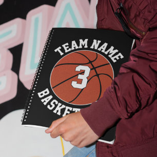 Carnet Joueur de basket-ball Numéro et nom d'équipe École
