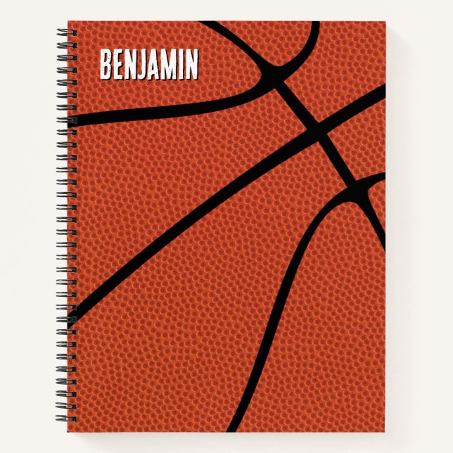 Carnet Joueur de basket Nom Texte Personnalisé Sports Pla (Devant)