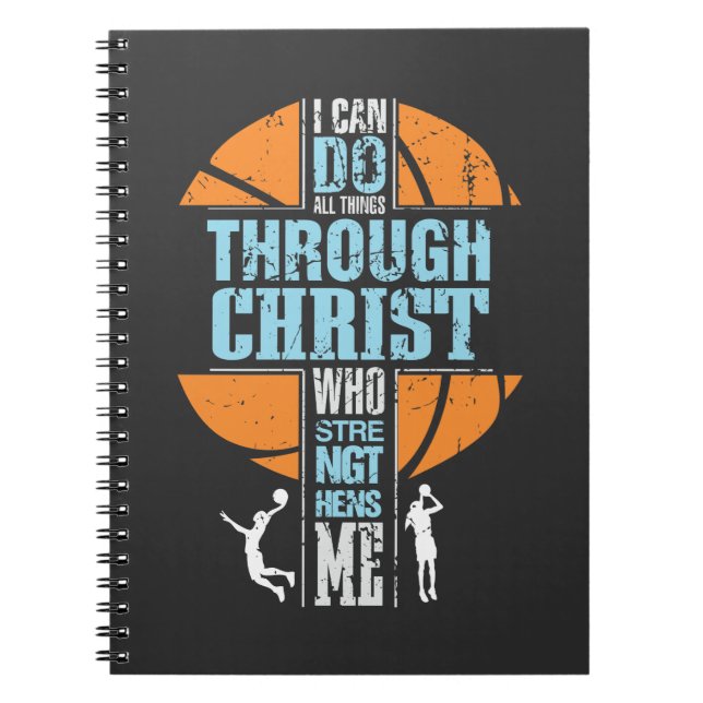 Carnet Joueur de basketball religieux Philippians 4:13 Ch (Devant)