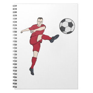 Carnet Joueur de football rétro frappant le ballon en vol
