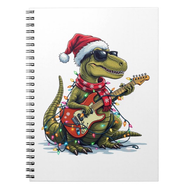 Carnet Joueur de guitare Dinosaure Noël (Devant)